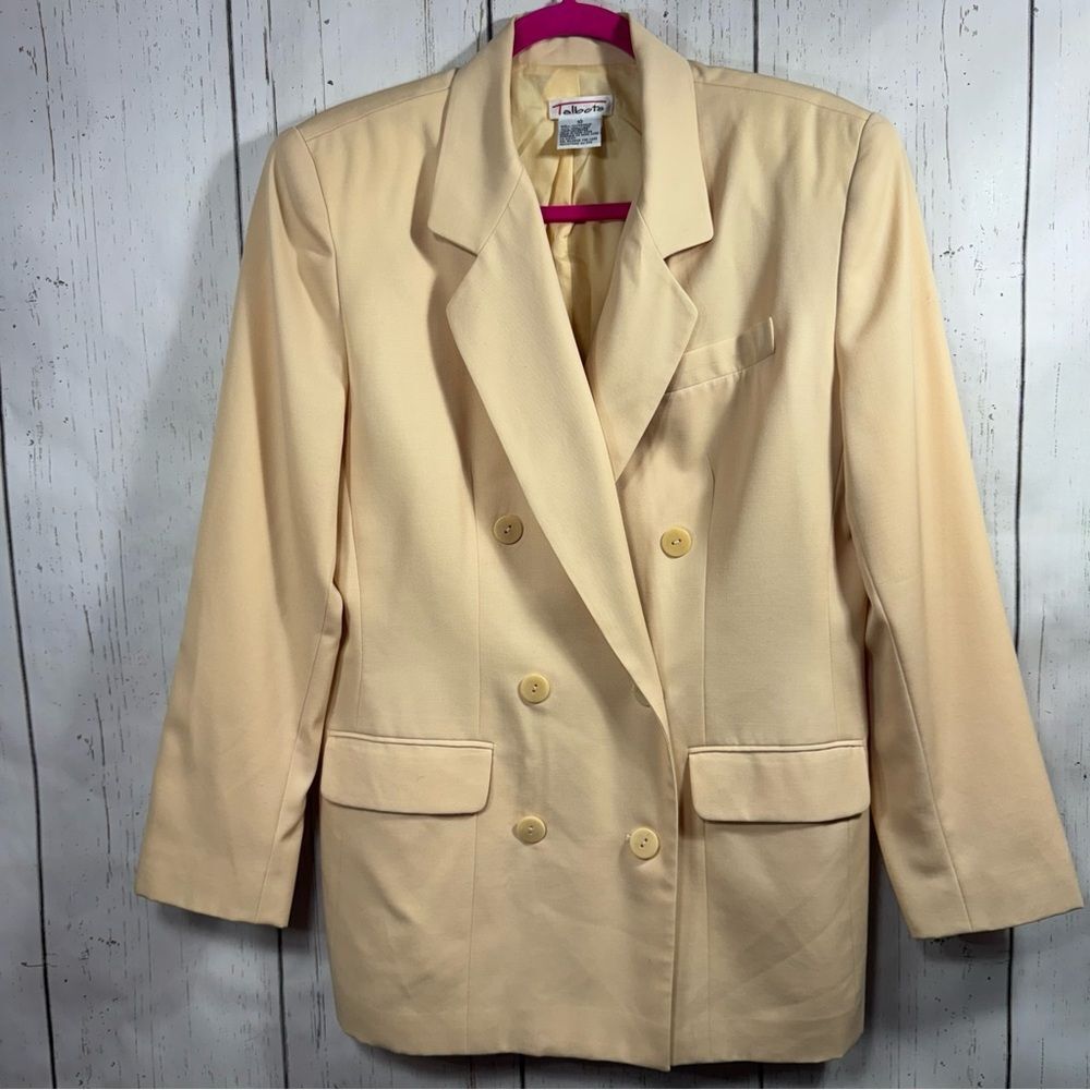 Vintage Talbots Wool Blazer Jacket Double Breasted Yellow Old Money Corpcore